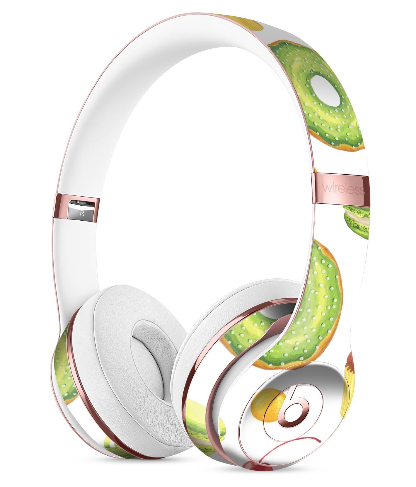 Yummy Galore Bakery Green Treats Skin Kit for Beats by Dre Solo 3 Wireless Headphones, showcasing vibrant green design and premium vinyl material.