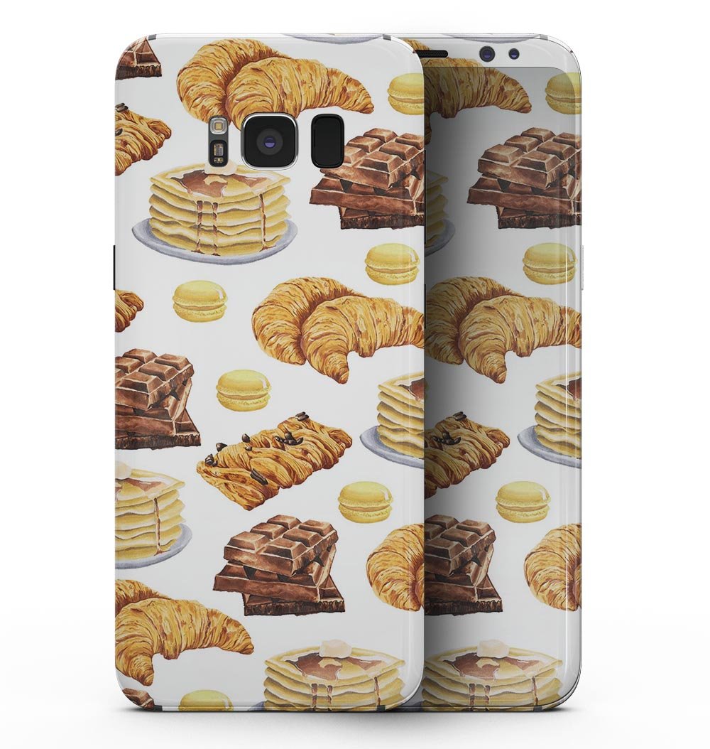 Yummy Galore Bakery Treats skin kit for Samsung Galaxy S8, featuring vibrant bakery-themed graphics and a sleek design.