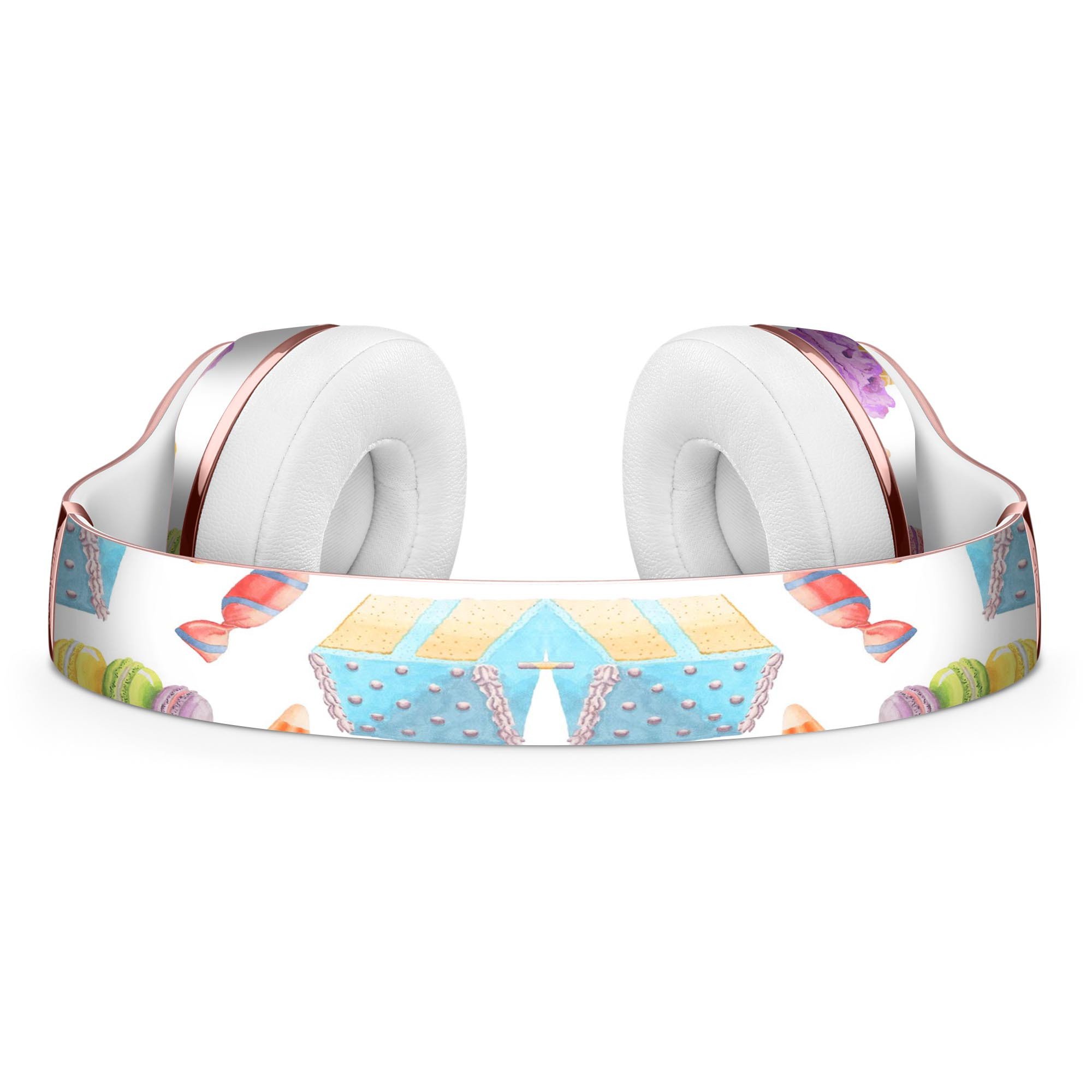 Yummy Galore Bakery Treats skin kit for Beats by Dre Solo 3 Wireless Headphones, showcasing vibrant design and premium vinyl material.