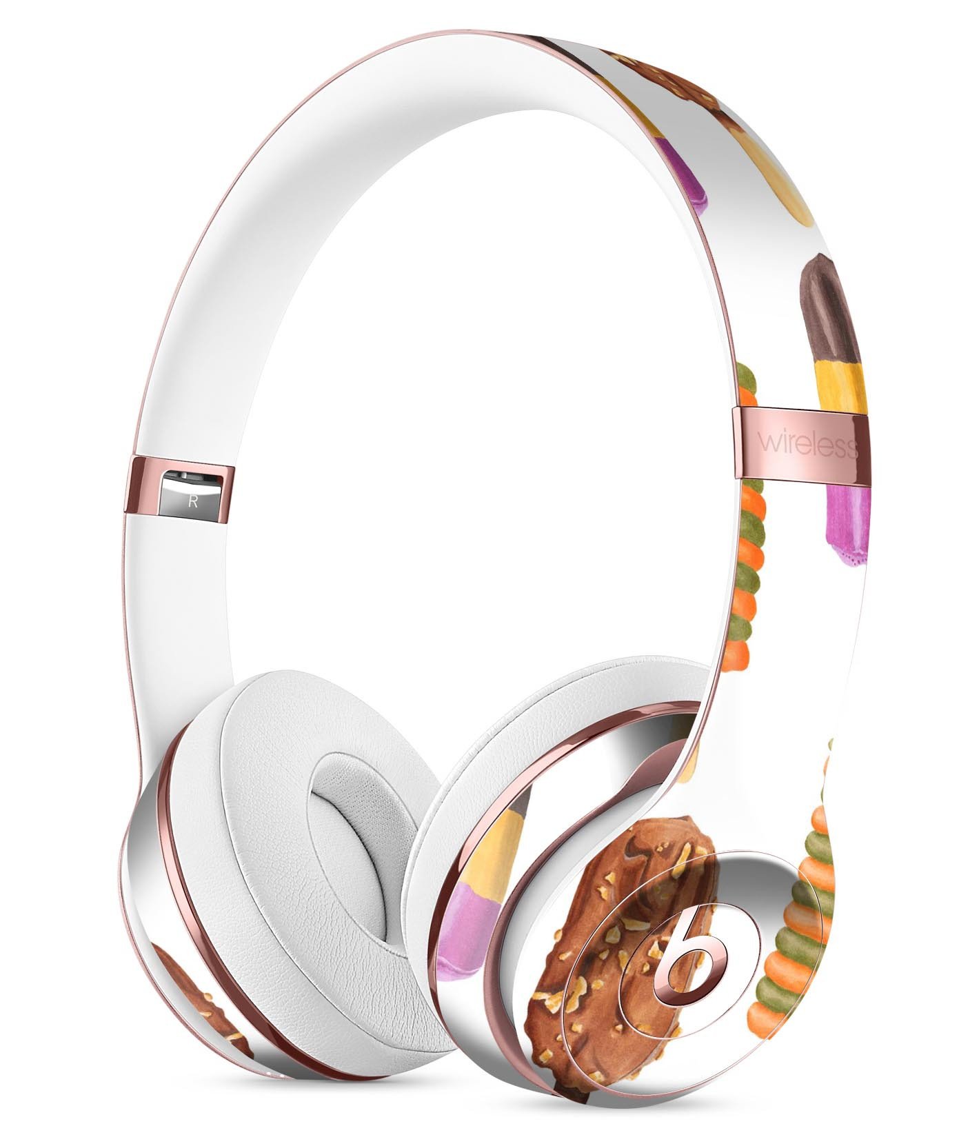 Yummy Galore Ice Cream Treats skin kit for Beats by Dre Solo 3 Wireless Headphones, showcasing vibrant ice cream graphics.