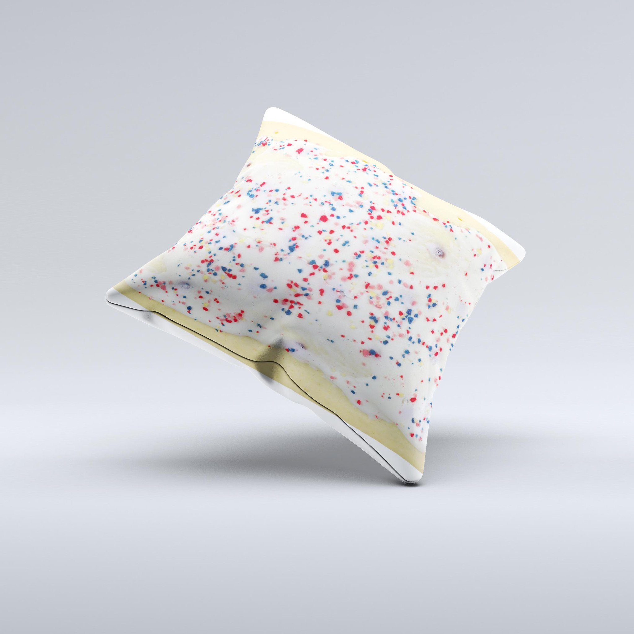 Yummy Poptart Ink-Fuzed Decorative Throw Pillow featuring vibrant colors and unique design, handmade in Virginia.