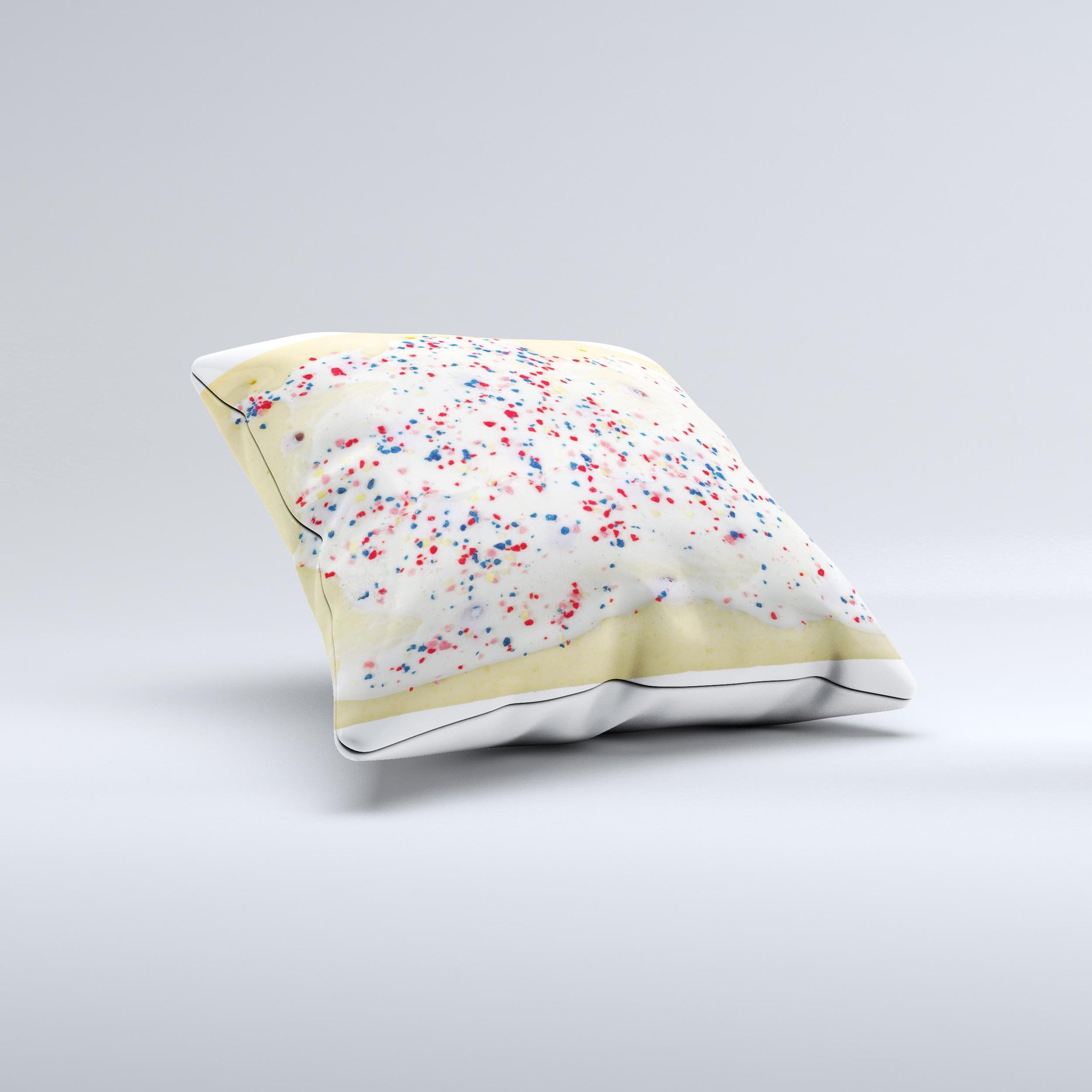 Yummy Poptart Ink-Fuzed Decorative Throw Pillow featuring vibrant colors and unique design, handmade in Virginia.