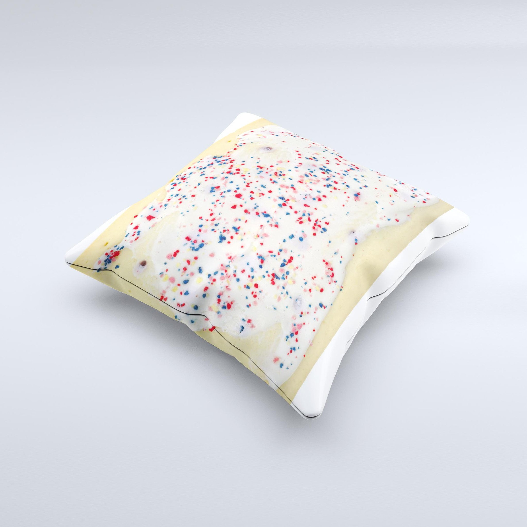 Yummy Poptart Ink-Fuzed Decorative Throw Pillow featuring vibrant colors and unique design, handmade in Virginia.