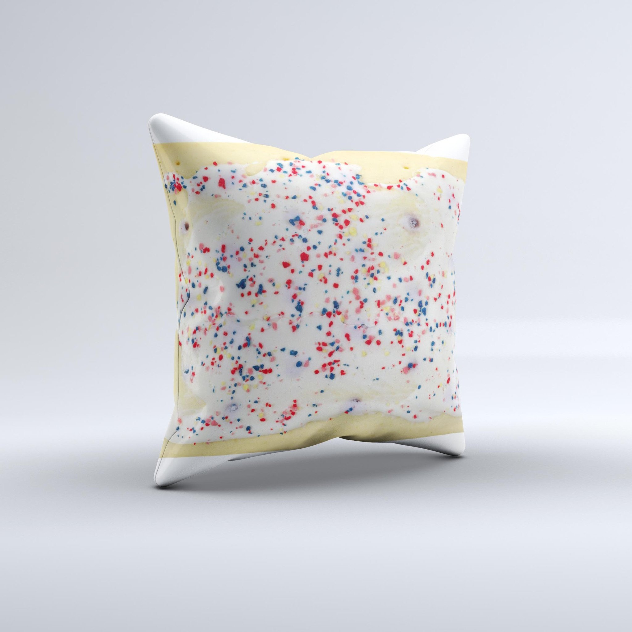 Yummy Poptart Ink-Fuzed Decorative Throw Pillow featuring vibrant colors and unique design, handmade in Virginia.