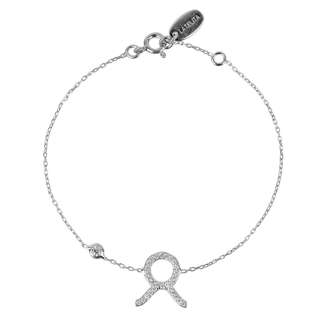 Taurus Zodiac Horoscope Star Sign Bracelet made of 925 sterling silver with white zircons, adjustable size, and lobster clasp.