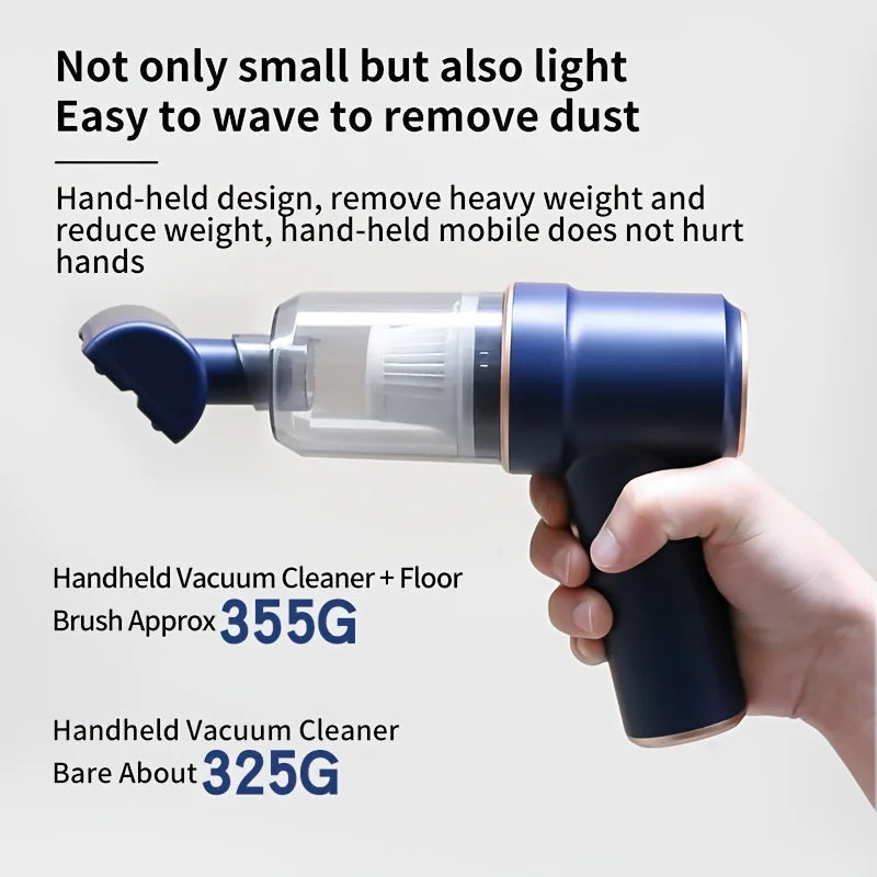 120W Wireless Handheld Vacuum Cleaner designed for car and home use, featuring a sleek design and USB charging capability.