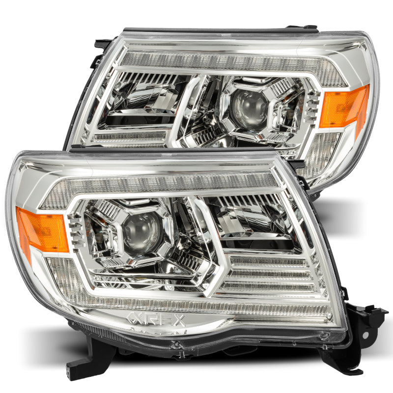 AlphaRex LUXX LED Projector Headlights for 2005-2011 Toyota Tacoma, featuring a sleek plank style design and advanced LED technology.