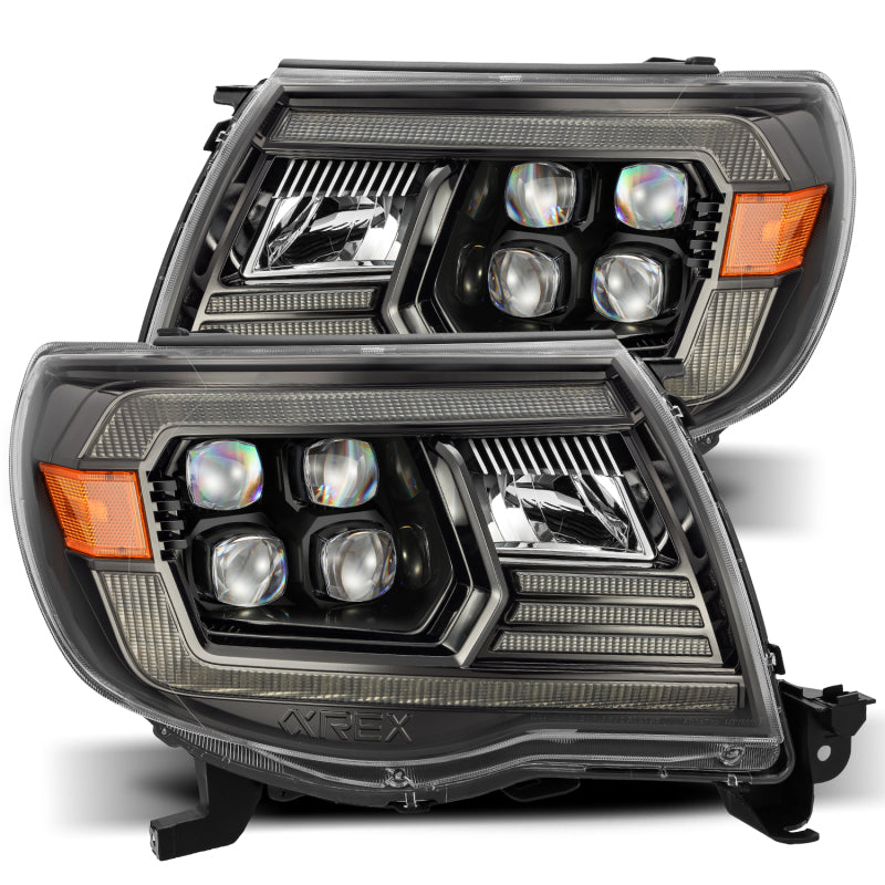 AlphaRex NOVA LED Projector Headlights for 2005-2011 Toyota Tacoma, featuring Ice Cube 3D projector technology and Osram LED chips.