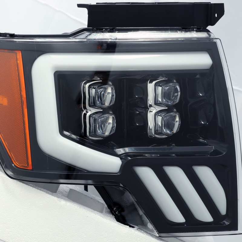 AlphaRex NOVA LED projector headlights for 09-14 Ford F-150, featuring a sleek plank style design and advanced lighting technology.