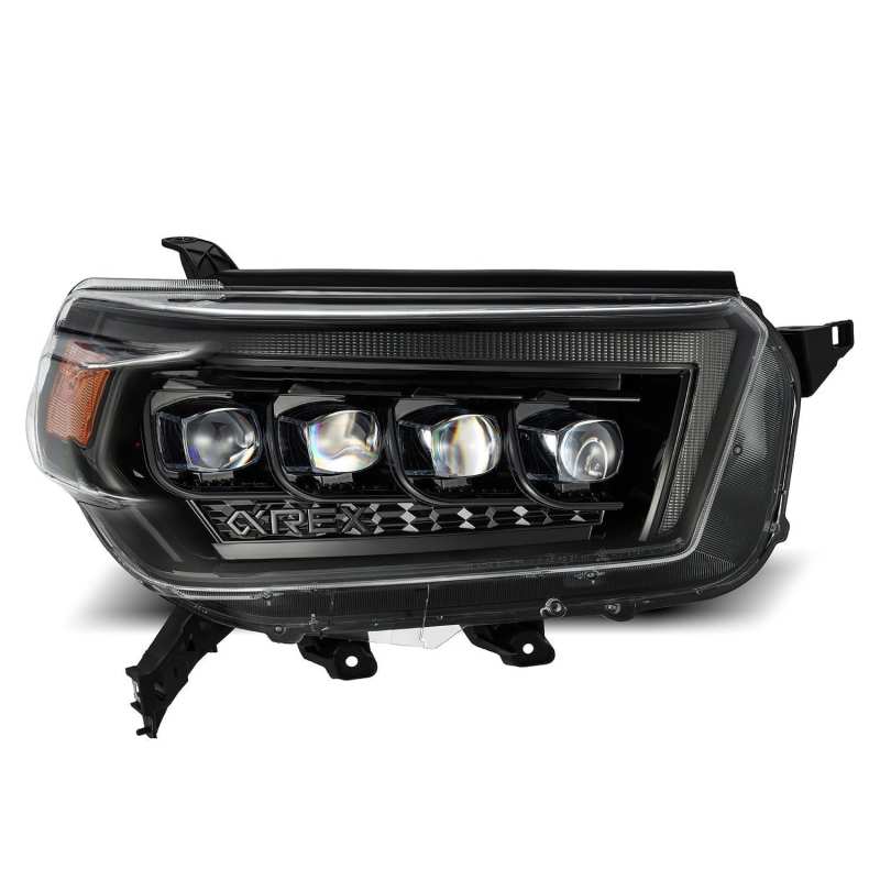 AlphaRex NOVA LED projector headlights for 2010-2013 Toyota 4Runner, featuring Ice Cube 3D projector design and Osram LED technology.