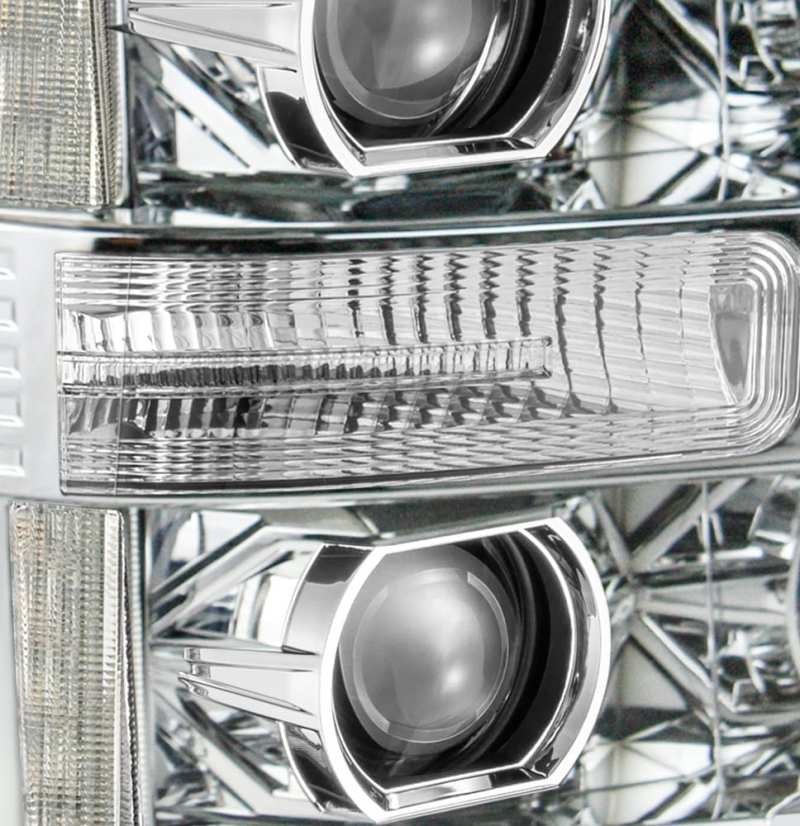 AlphaRex PRO-Series Projector Headlights for 2011-2016 Ford F-250, featuring a sleek plank design and advanced projector technology.