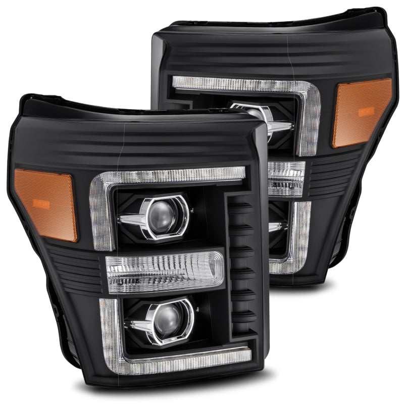 AlphaRex PRO-Series Projector Headlights for 2011-2016 Ford F-250, showcasing sleek design and advanced projector technology.