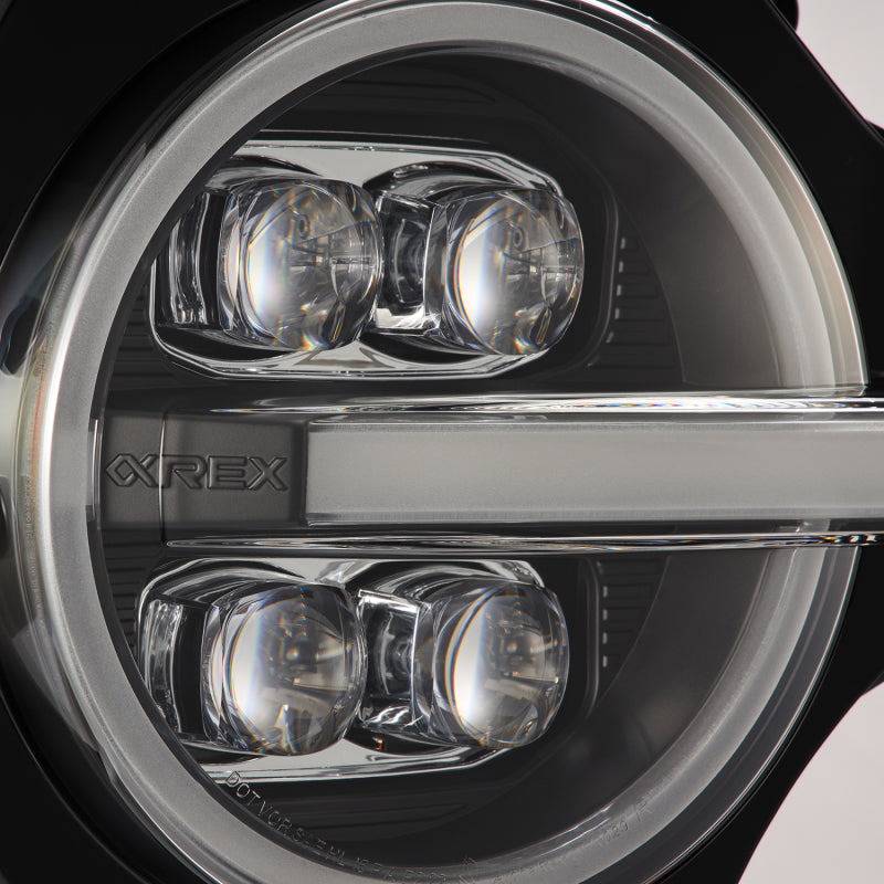 AlphaRex NOVA LED Projector Headlights for 2021-2023 Ford Bronco in black, showcasing modern design and advanced LED technology.