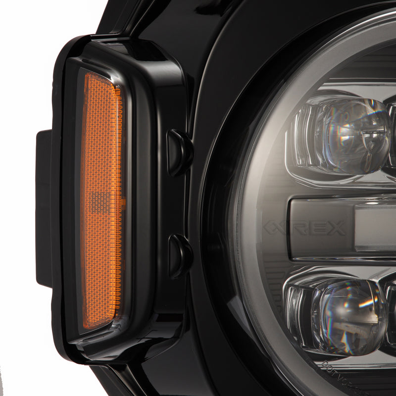 AlphaRex NOVA LED Projector Headlights for 2021-2023 Ford Bronco in black, showcasing modern design and advanced LED technology.