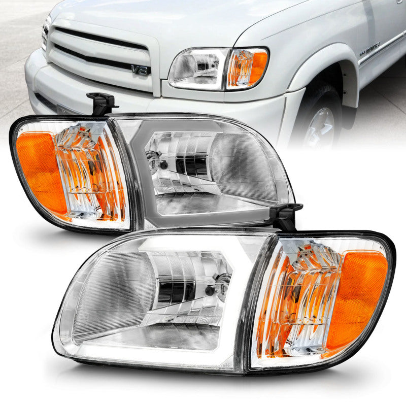 ANZO Crystal Headlights for 2000-2004 Toyota Tundra, featuring clear lenses and modern design.