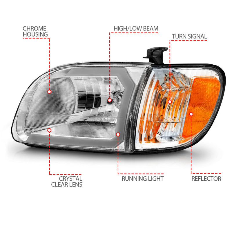 ANZO Crystal Headlights for 2000-2004 Toyota Tundra, featuring clear lenses and modern design.