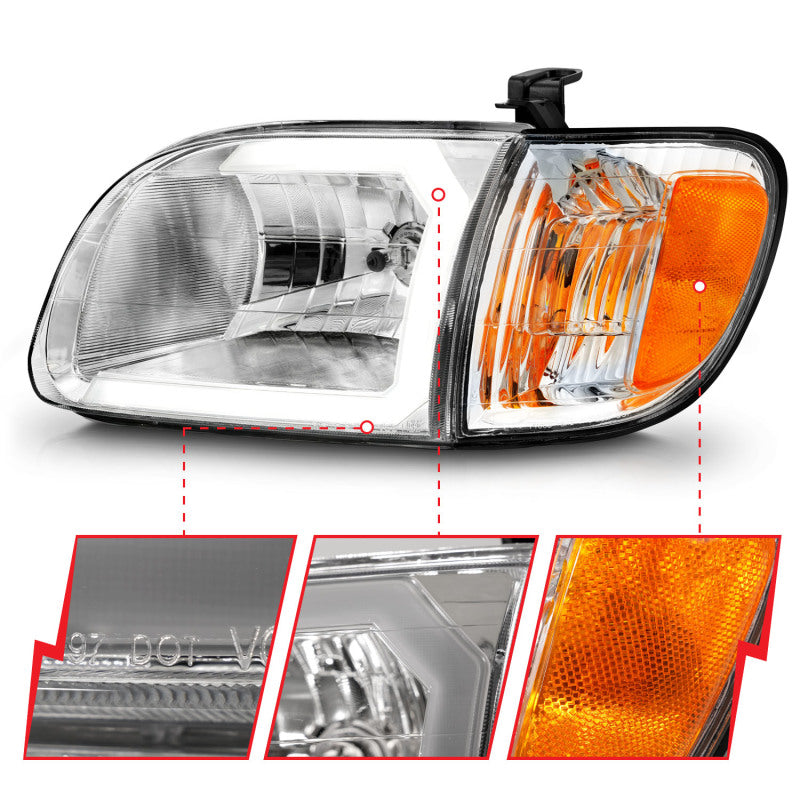 ANZO Crystal Headlights for 2000-2004 Toyota Tundra, featuring clear lenses and modern design.