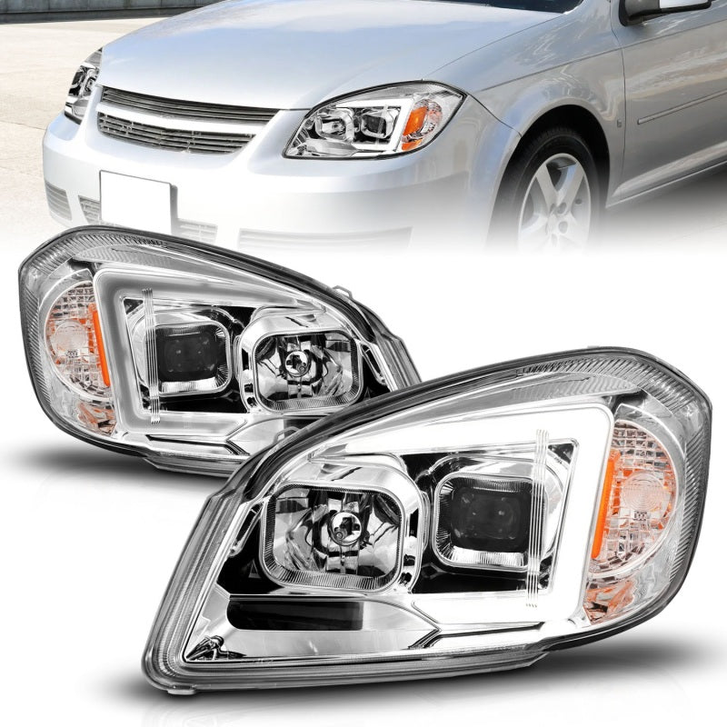 ANZO LED projector headlights for Chevrolet Cobalt and Pontiac G5, showcasing modern design and advanced lighting technology.