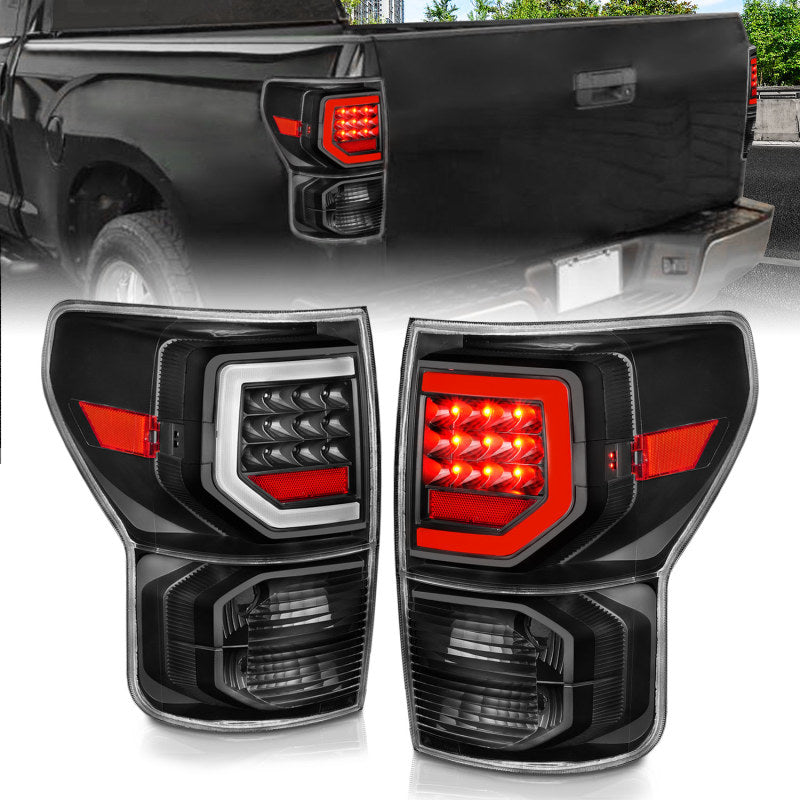 Anzo Full LED Taillights for 2007-2011 Toyota Tundra with black housing and clear lens.