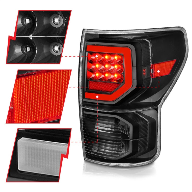 Anzo Full LED Taillights for 2007-2011 Toyota Tundra with black housing and clear lens.