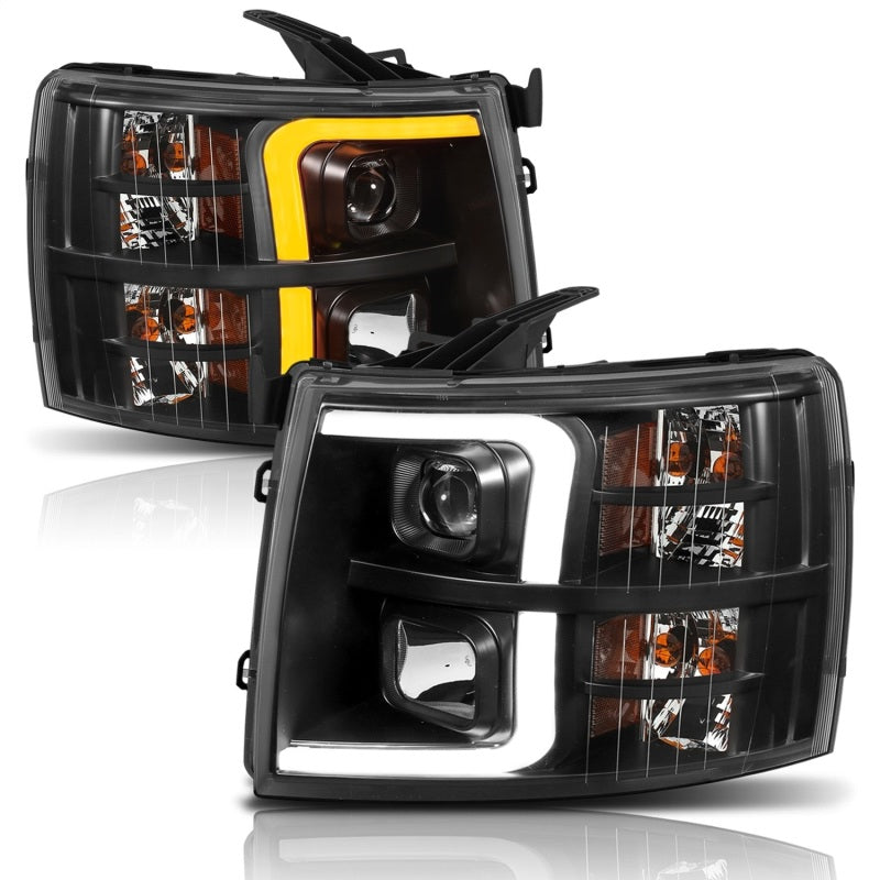 ANZO 07-13 Chevrolet Silverado 1500 Plank Style Projector Headlights showcasing modern design and high-quality construction.