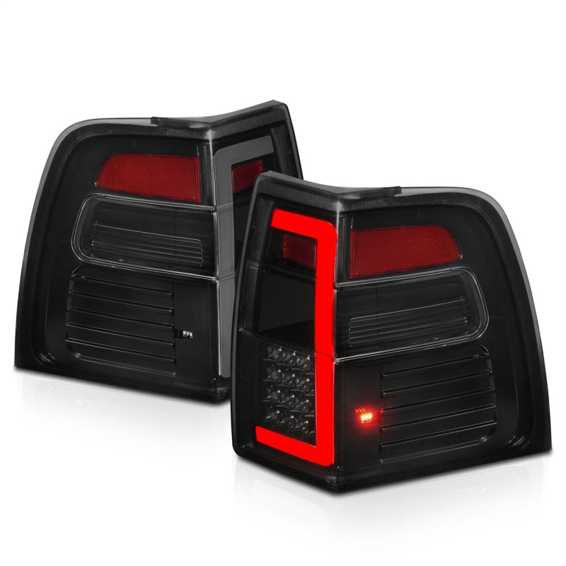 ANZO LED Taillights for 07-17 Ford Expedition with black housing and light bar design, showcasing modern styling and enhanced visibility.