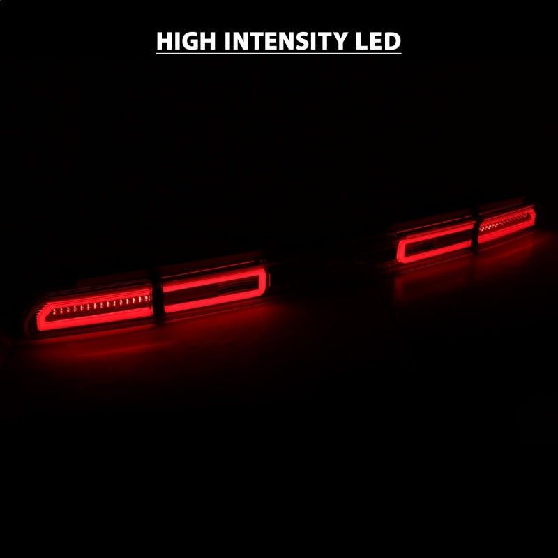 ANZO 08-10 Dodge Challenger LED Taillights in red and clear lens with sequential turn signals.