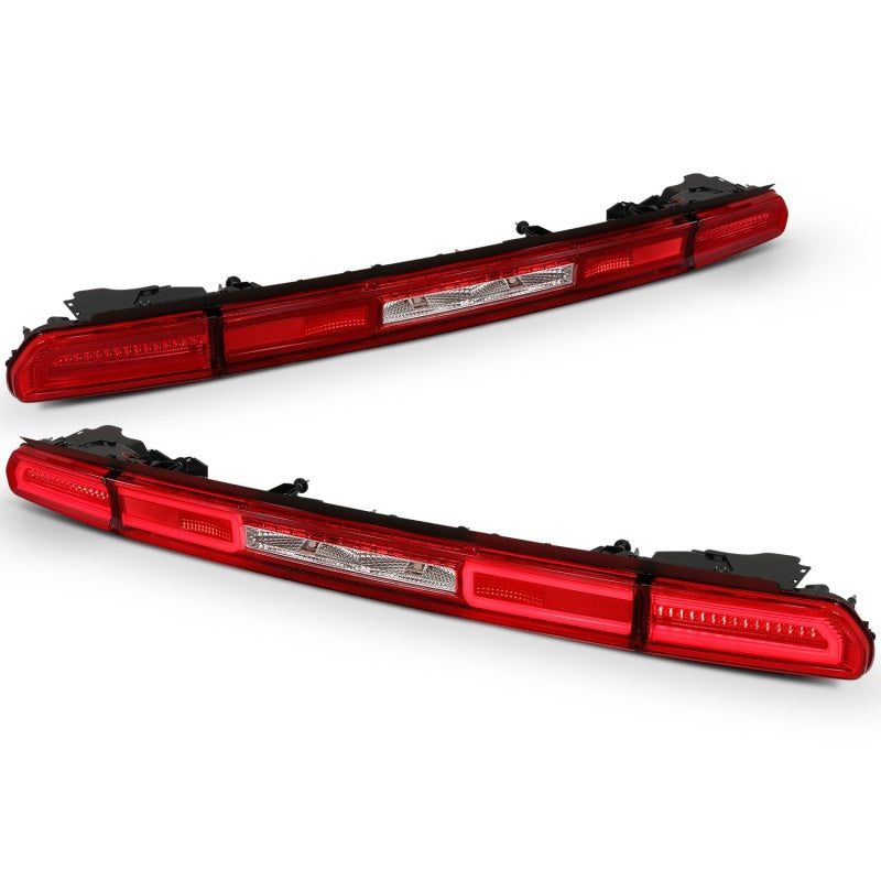 ANZO 08-10 Dodge Challenger LED Taillights in red and clear lens with sequential turn signals.