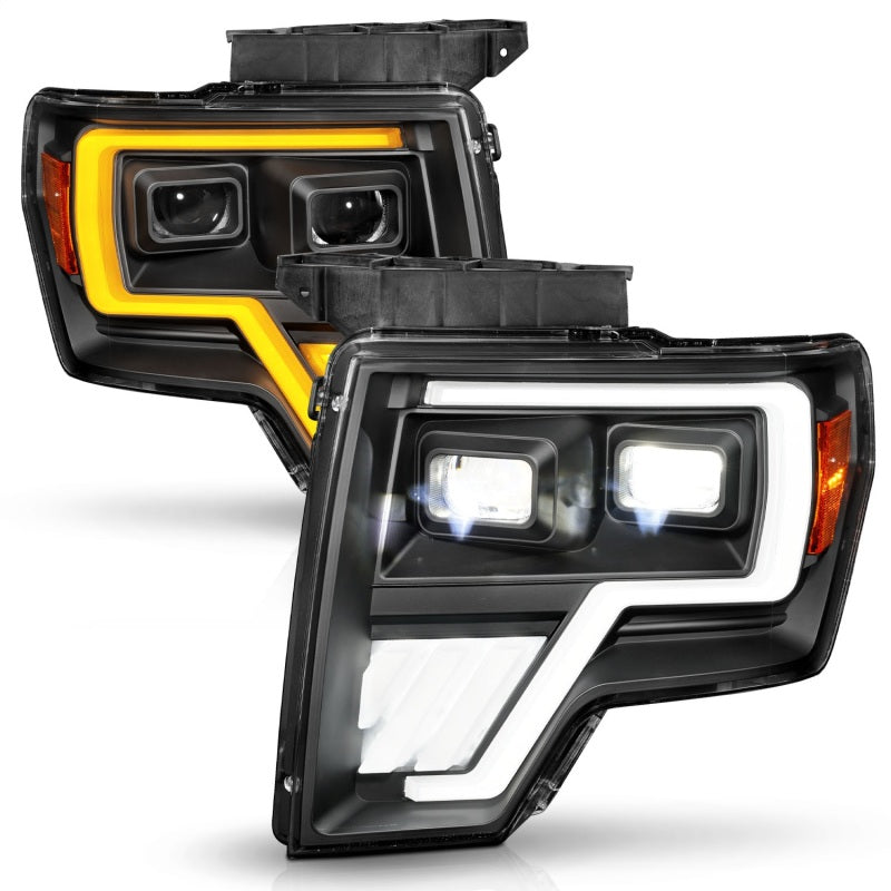 ANZO Full LED Projector Headlights for 09-14 Ford F-150, featuring clear lens and black housing.