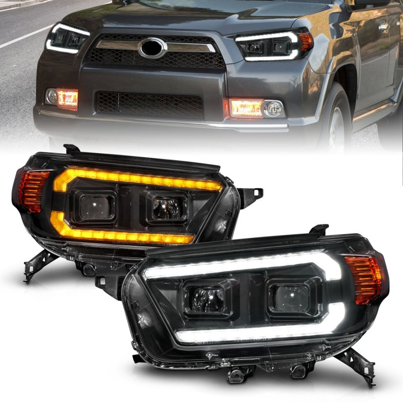 ANZO 10-13 Toyota 4Runner Projector Headlights in black, showcasing sleek design and advanced lighting technology.