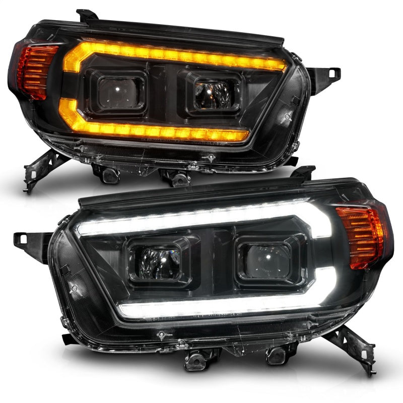 ANZO 10-13 Toyota 4Runner Projector Headlights in black, showcasing sleek design and advanced lighting technology.