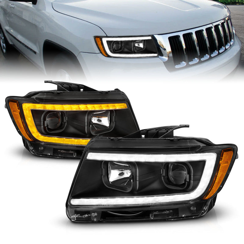 ANZO Projector Headlights for 2011-2013 Jeep Grand Cherokee, showcasing modern design and superior illumination.