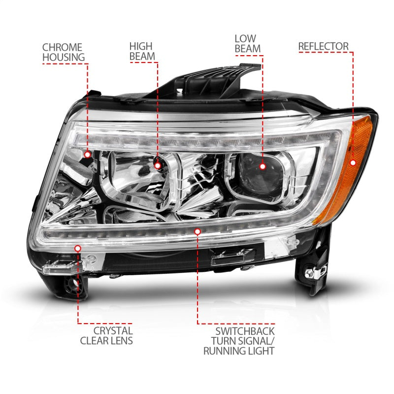 ANZO Projector Headlights for 2011-2013 Jeep Grand Cherokee, featuring a sleek design and advanced lighting technology.