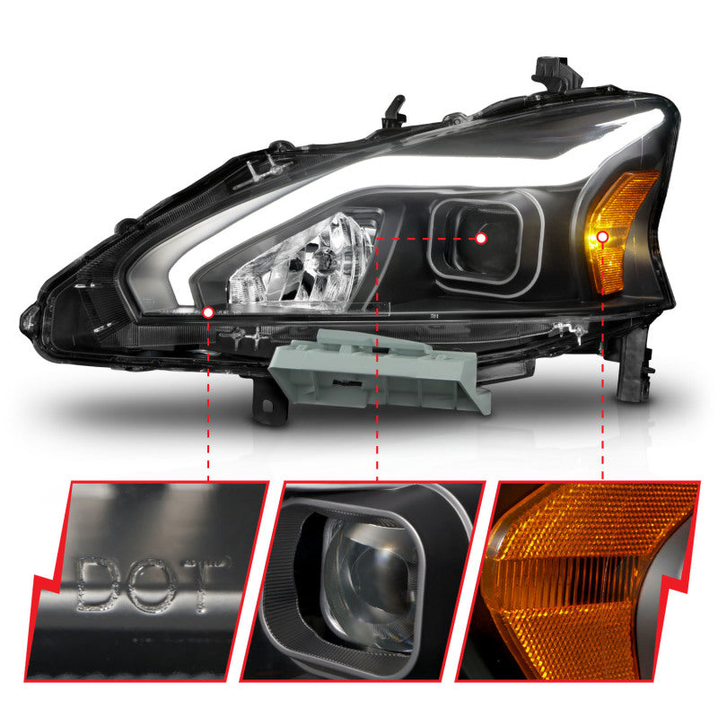 ANZO Projector Headlights for 2013-2015 Nissan Altima, showcasing modern design and powerful light output.