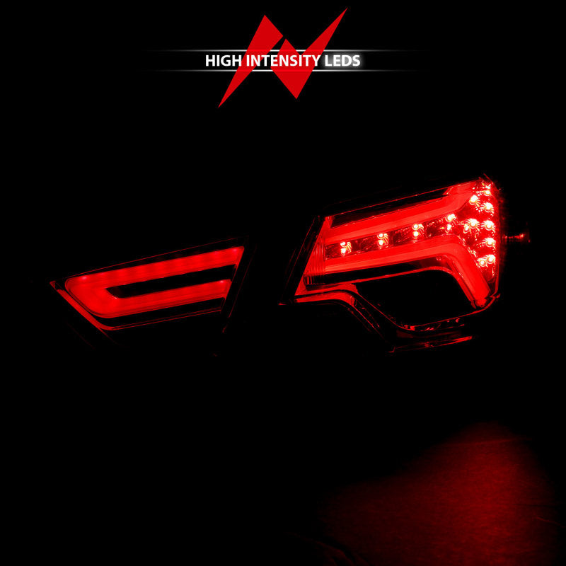 ANZO 14-18 Chevrolet Impala LED Taillights in Red/Clear, showcasing modern design and bright illumination.