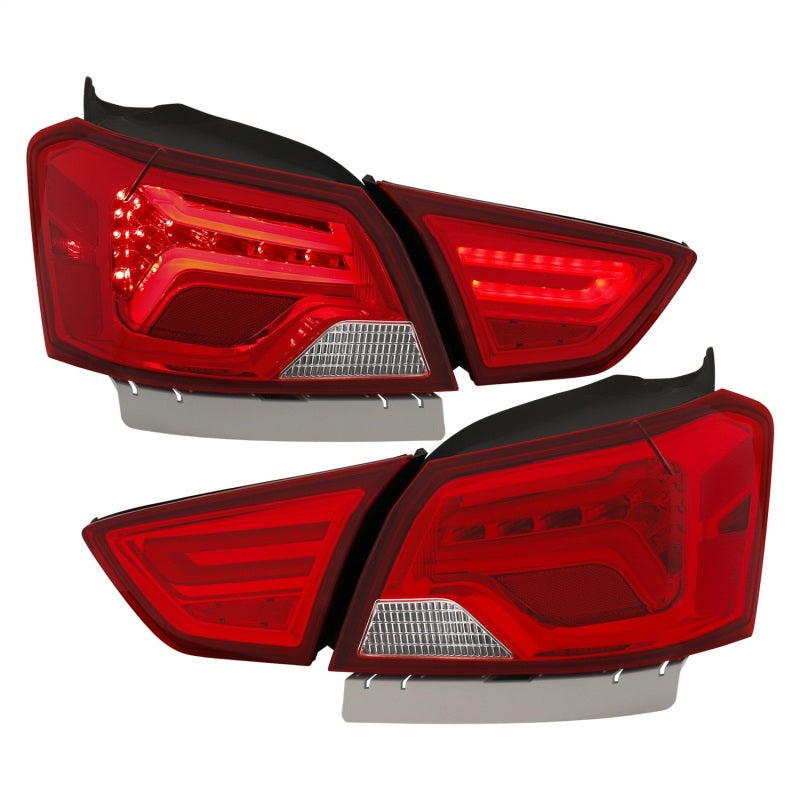 ANZO 14-18 Chevrolet Impala LED Taillights in Red/Clear, showcasing modern design and bright illumination.