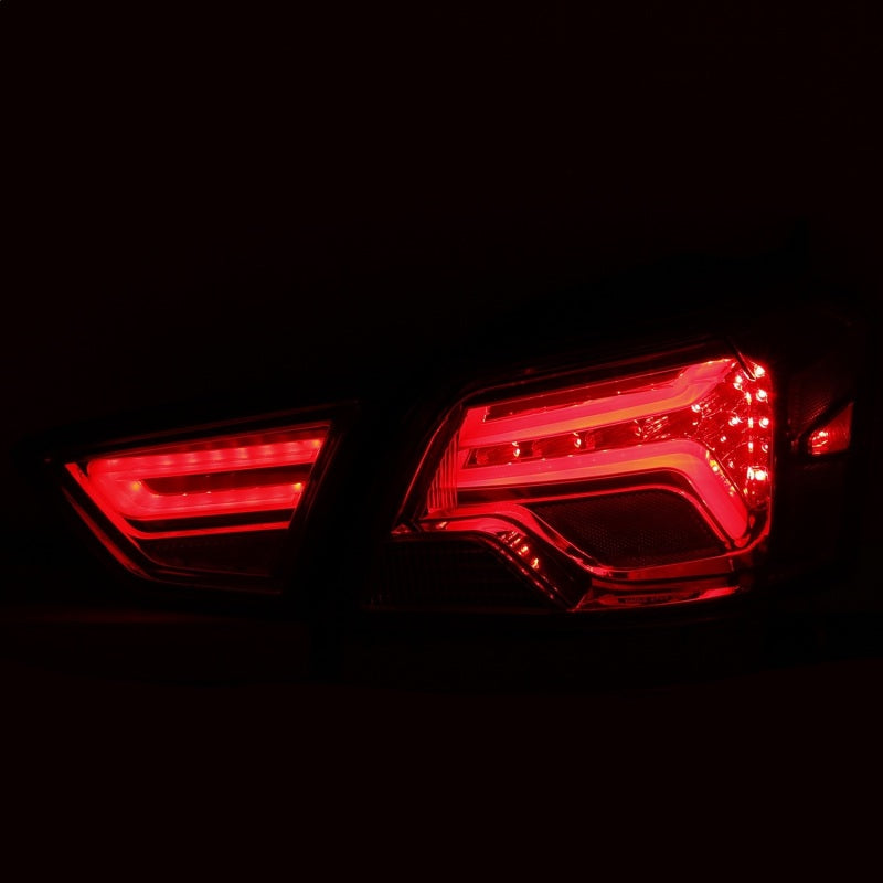 ANZO 14-18 Chevrolet Impala LED Taillights in Red/Clear, showcasing modern design and bright illumination.