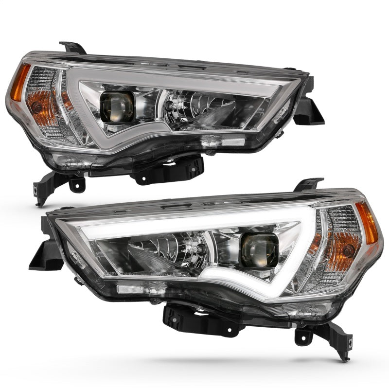 ANZO 14-18 Toyota 4Runner Plank Style Projector Headlights in Chrome, showcasing modern design and superior illumination.