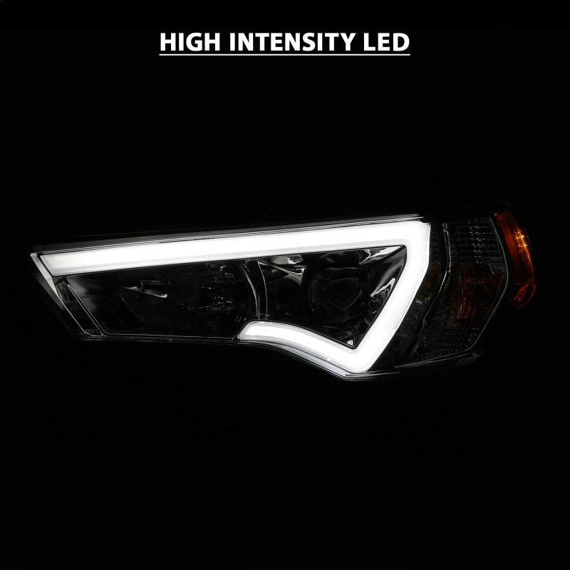 ANZO 14-18 Toyota 4Runner Plank Style Projector Headlights in Chrome, showcasing modern design and superior illumination.