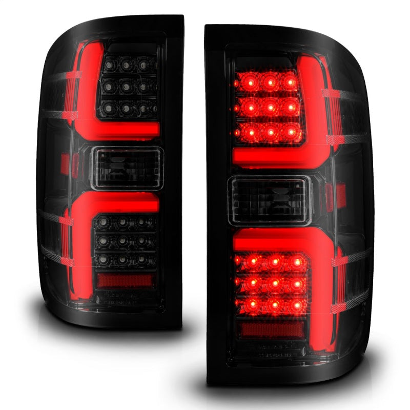 ANZO LED Taillight assembly for Chevrolet Silverado 2500 HD/3500 HD featuring clear lens and black housing.