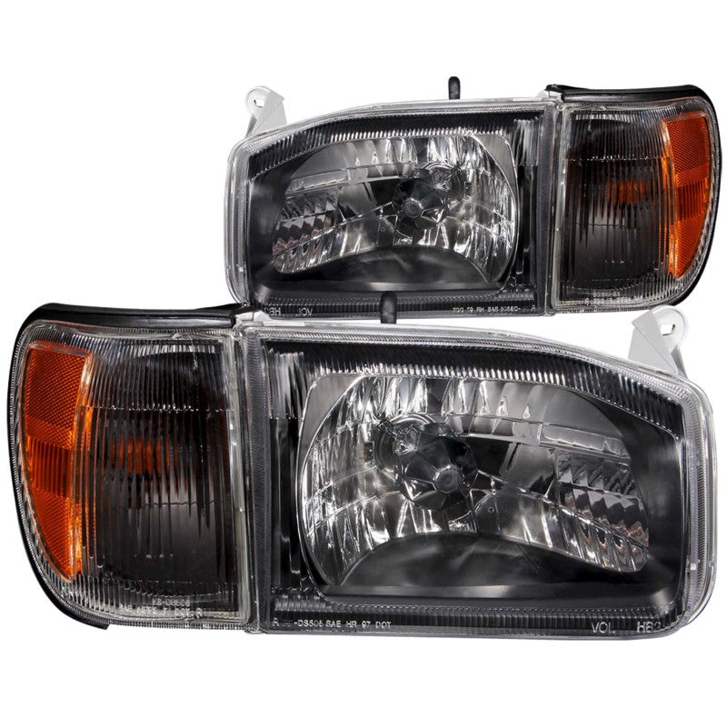 ANZO 1999-2004 Nissan Pathfinder Crystal Headlights with clear lens and black housing, showcasing modern design and enhanced visibility.