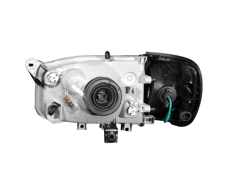 ANZO 1999-2004 Nissan Pathfinder Crystal Headlights with clear lens and black housing, showcasing modern design and enhanced visibility.