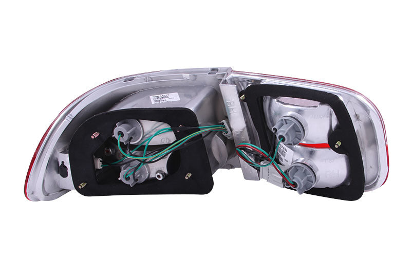 ANZO 1992-1995 Honda Civic taillights featuring a red and clear lens design, enhancing vehicle visibility and style.