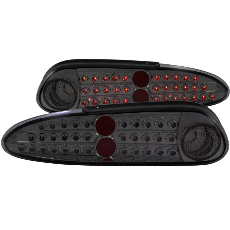 ANZO LED taillights for 1993-2002 Chevrolet Camaro with smoke lens, showcasing modern design and enhanced visibility.