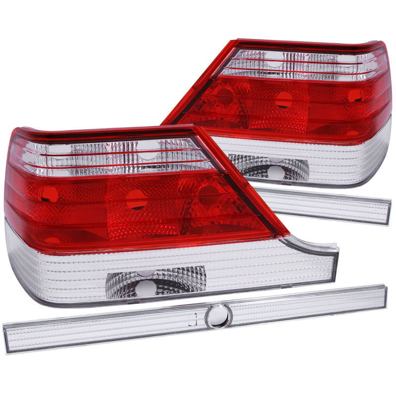 ANZO Red/Clear Taillights for 1995-1999 Mercedes Benz S Class W140, showcasing a sleek design and high-quality lens.