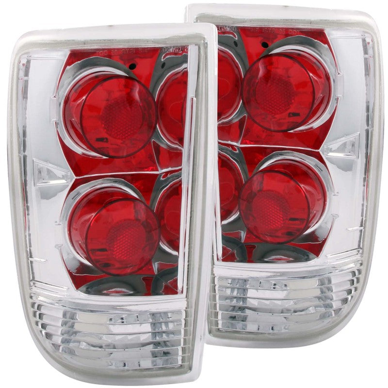 ANZO Chrome Taillights for 1995-2005 Chevrolet Blazer, featuring clear lens and chrome housing.