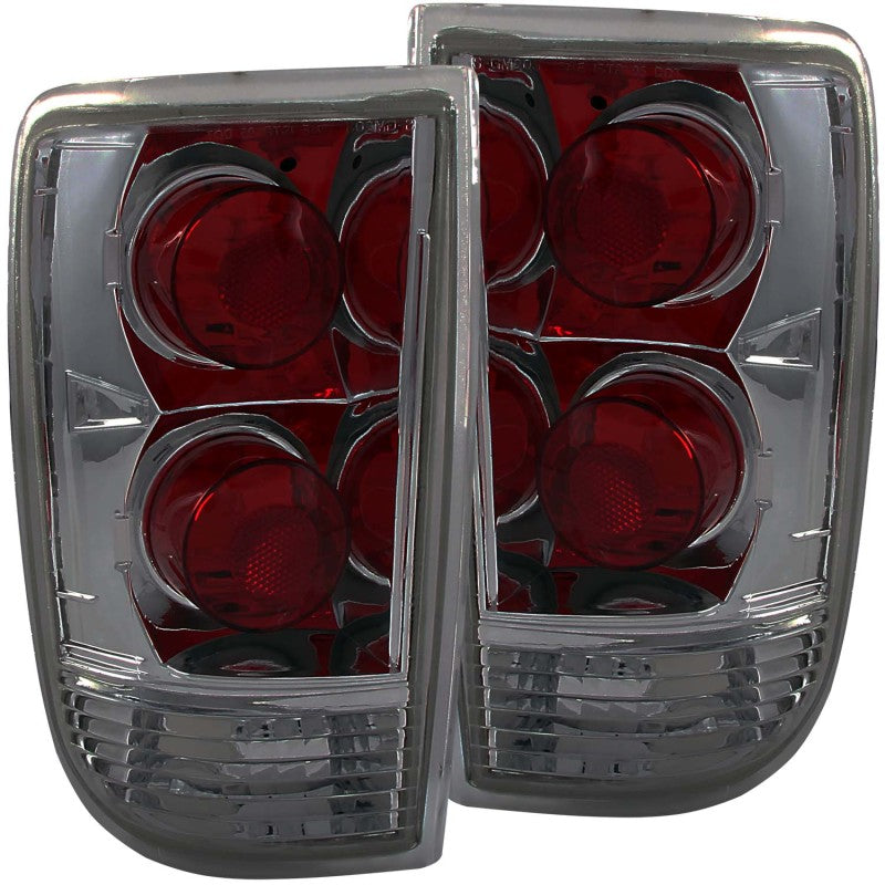 ANZO 1995-2005 Chevrolet Blazer taillights with smoke lens, showcasing a sleek design for enhanced vehicle appearance.