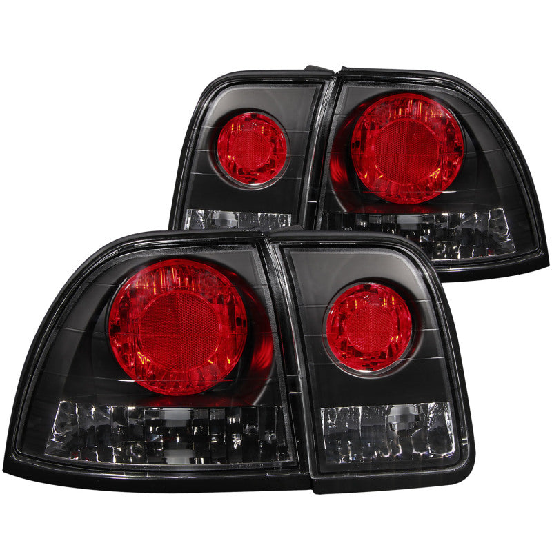 ANZO black taillights for 1996-1997 Honda Accord, featuring clear lens and sleek design.