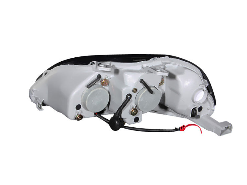 ANZO 1996-1998 Honda Civic projector headlights with halo black housing, showcasing sleek design and clear lens.