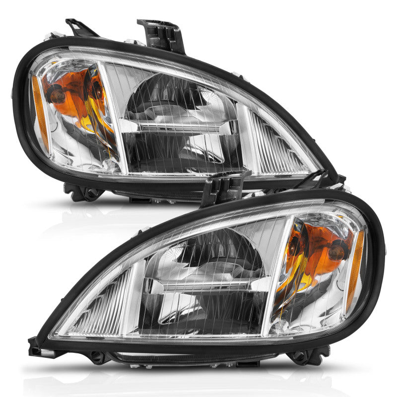 ANZO LED crystal headlights for Freightliner Columbia, featuring clear lens and black housing design.